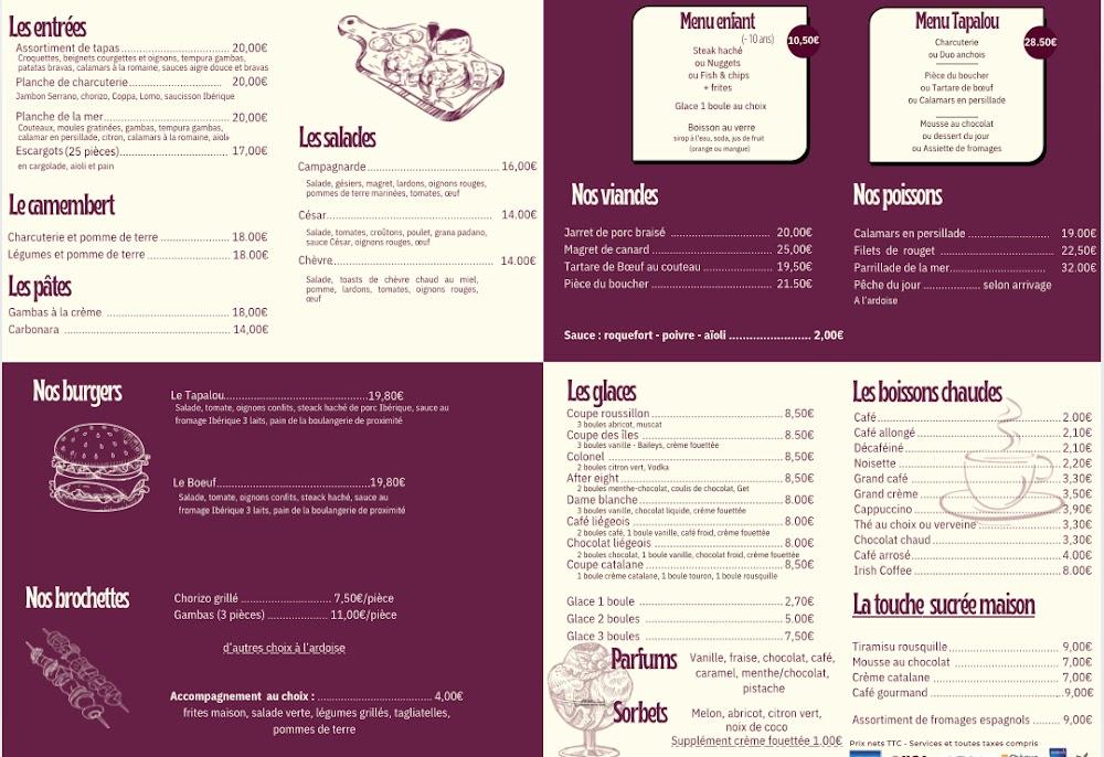 Le Tapalou - Menu Image 1